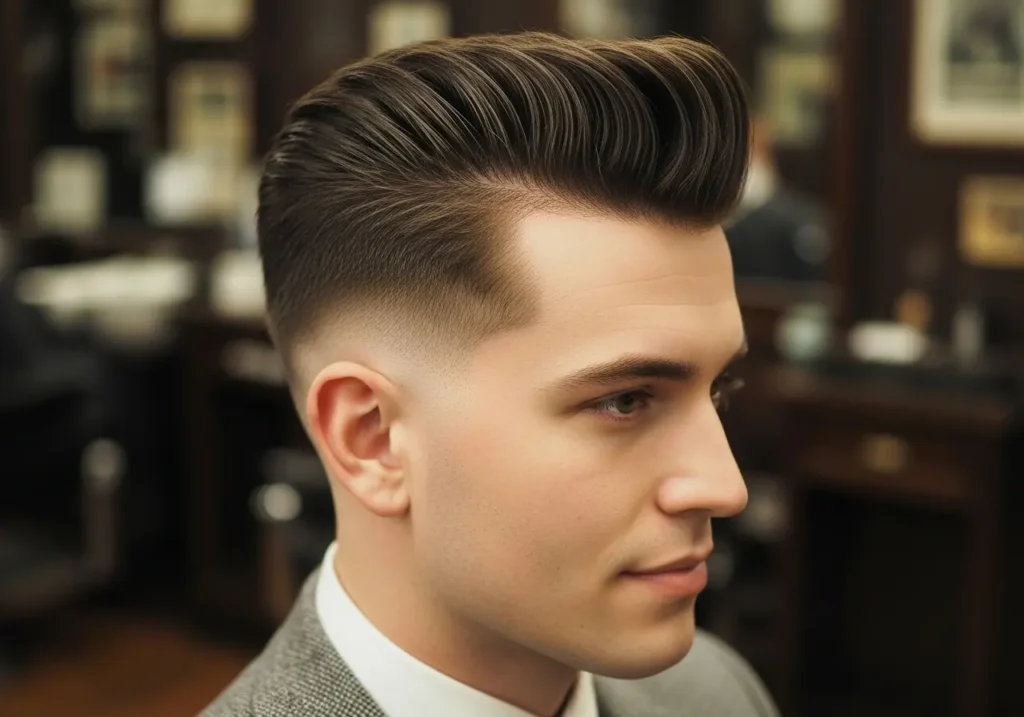 11. Pompadour with Taper
 Pompadour Haircuts For Thick Hair