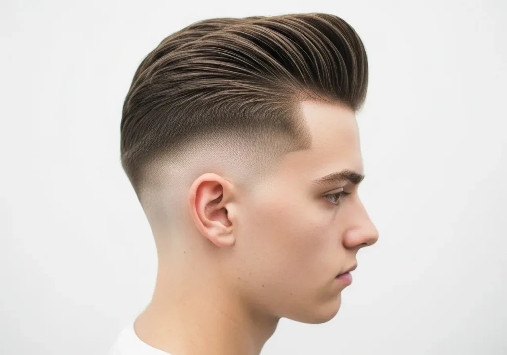 9. Pompadour with High Fade
 Pompadour Haircuts For Thick Hair