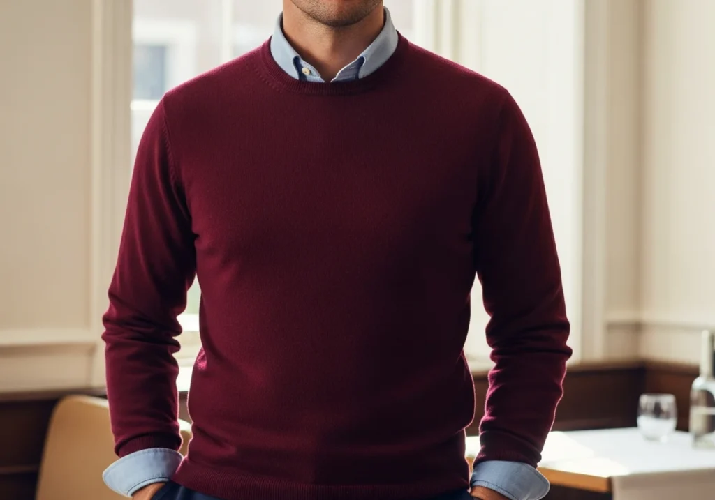 A Fitted V-Neck or Crew Neck Sweater