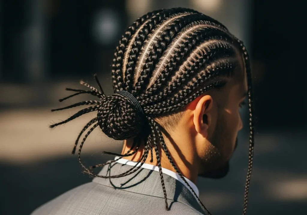 Box Braids Into Low Man Bun