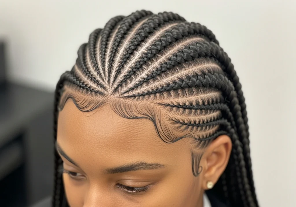 Box Braids with Cornrow Accents