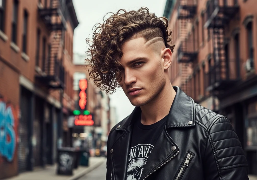Curly Undercut with Length on Top