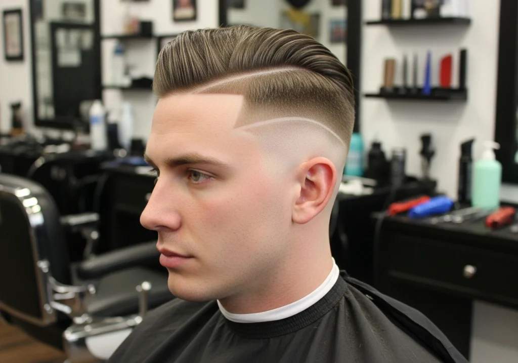 High Fade with Hard Part