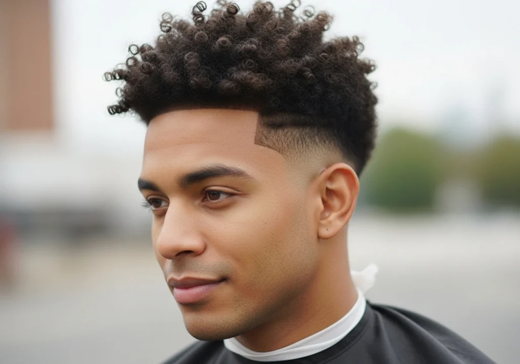 Low Fade with Curly Top