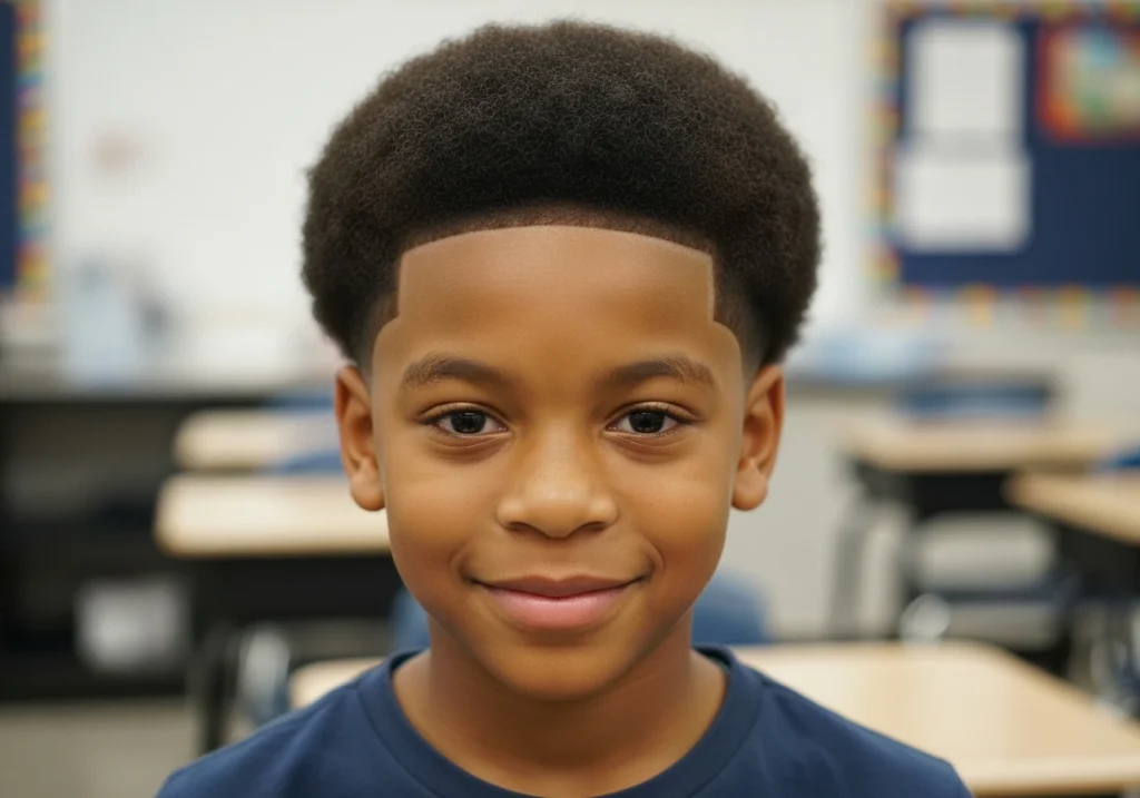 Short Afro with Temple Fade