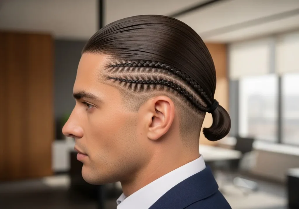 Temple Braids with Minimal Coverage Braided Hairstyles For Men’s