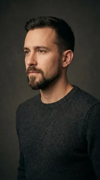 A handsome man in his early 30s with an extended goatee