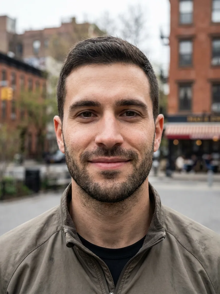 A lifestyle close-up portrait of an athletic man
