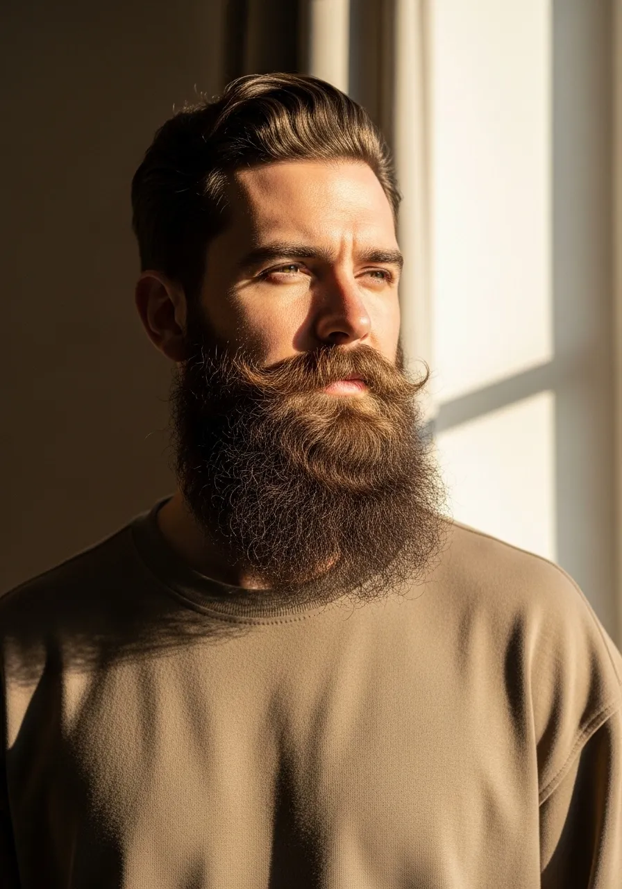 A man with a long natural textured beard
