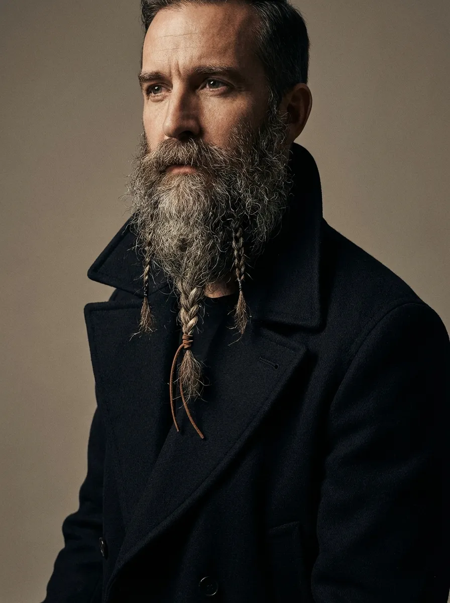 A stylish man with a long full beard