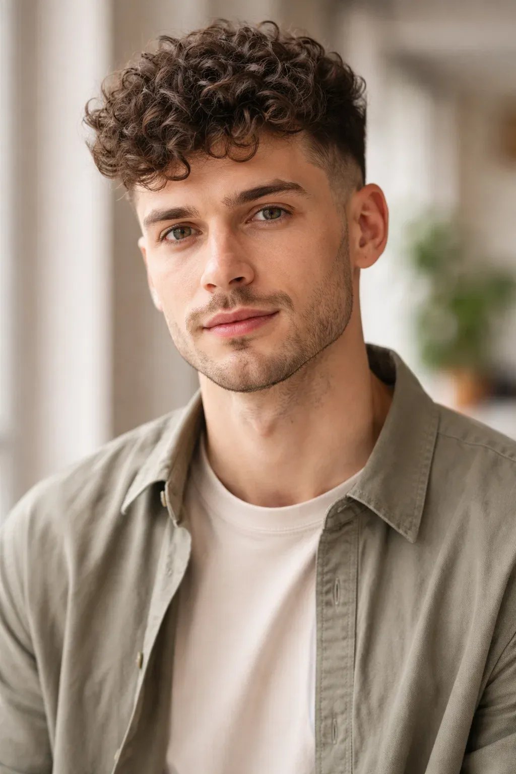 Classic Mid Fade with Natural Curls