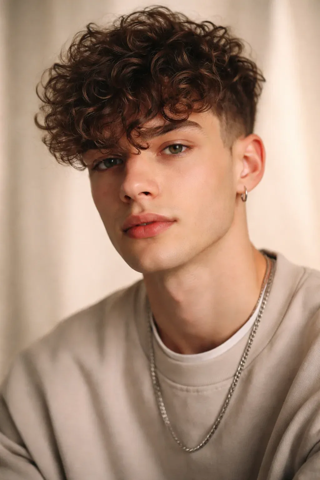 Low Fade with Curly Fringe