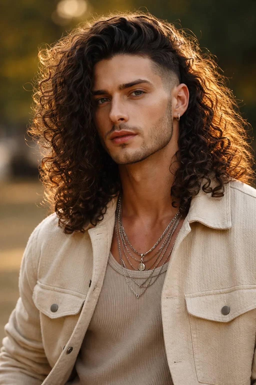 Low Fade with Long Curly Hair