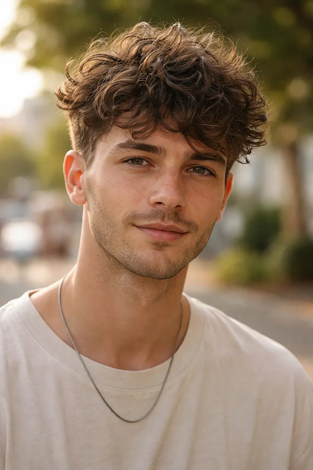 Low Fade with Messy Curly Top