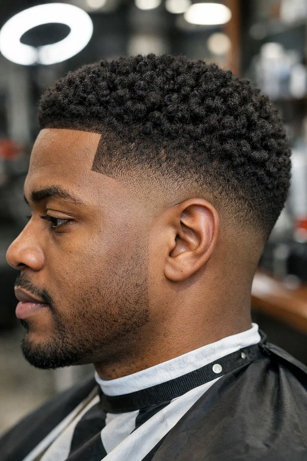 Low Fade with Short Tight Curls