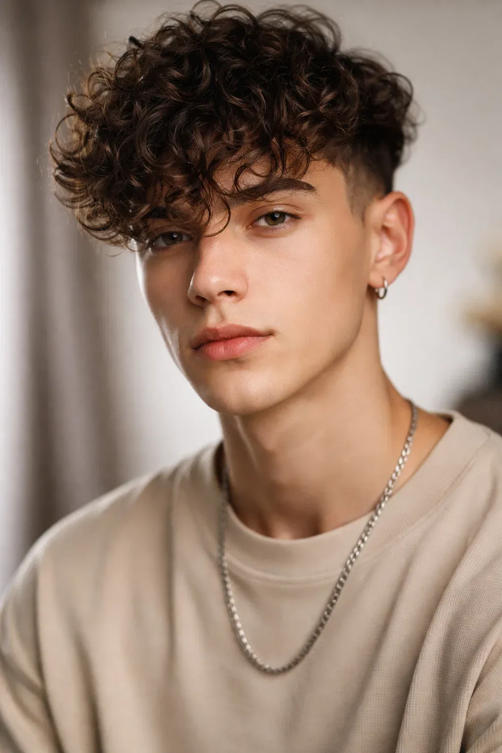 Mid Fade with Curly Fringe