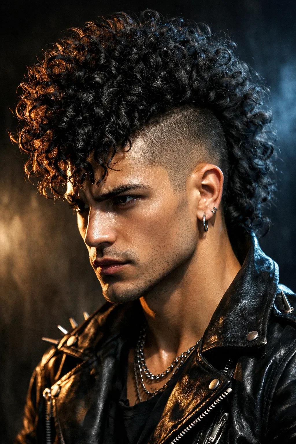 Mid Fade with Curly Mohawk