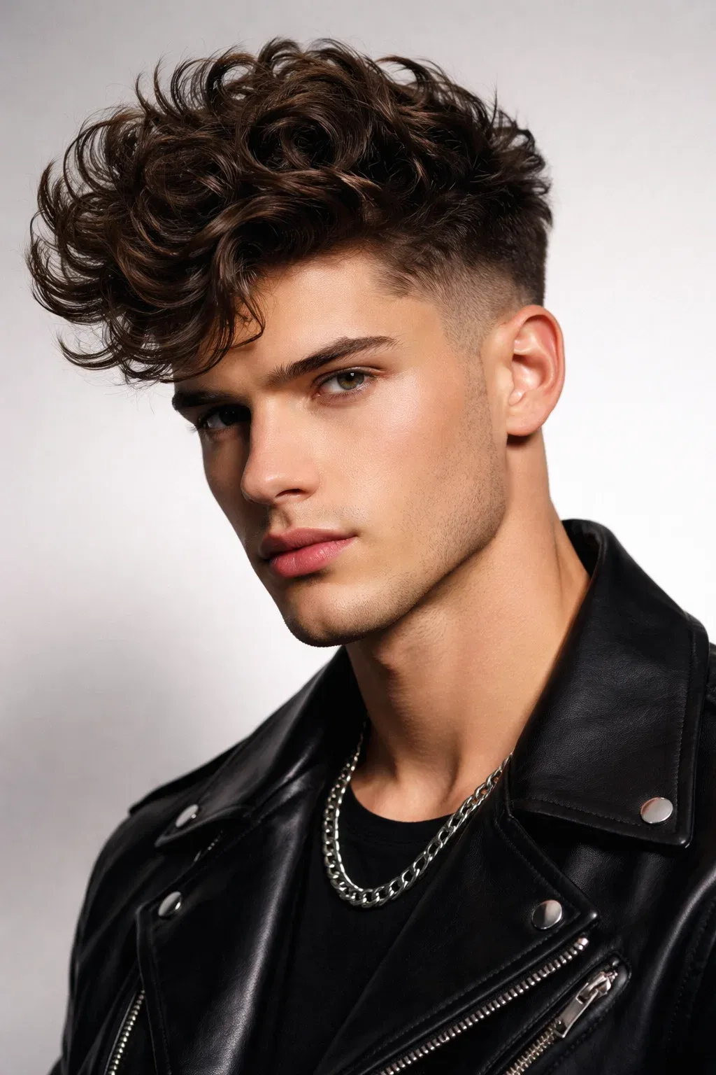 Mid Fade with Curly Quiff