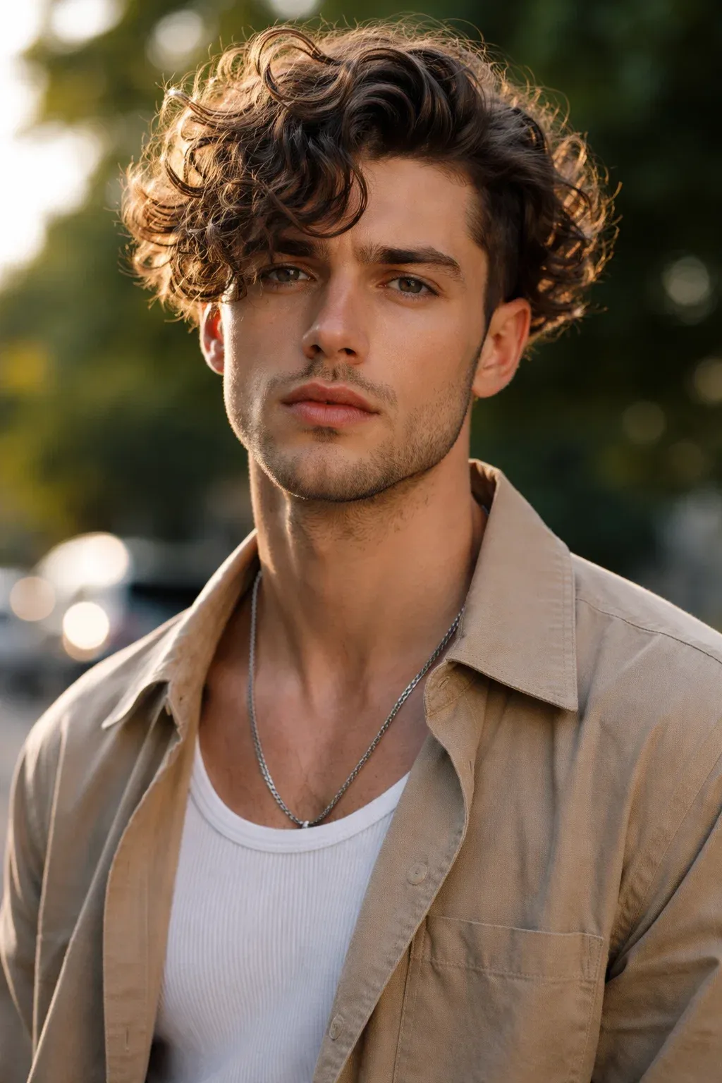 Mid Fade with Long Curly Hair