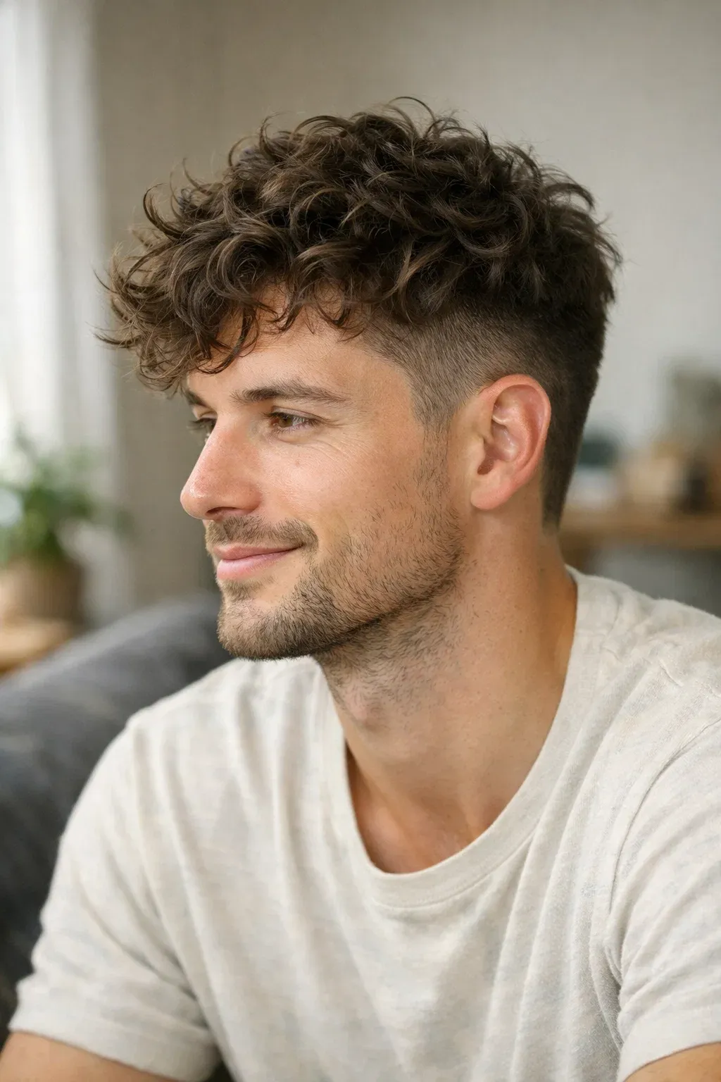Mid Fade with Messy Curly Texture