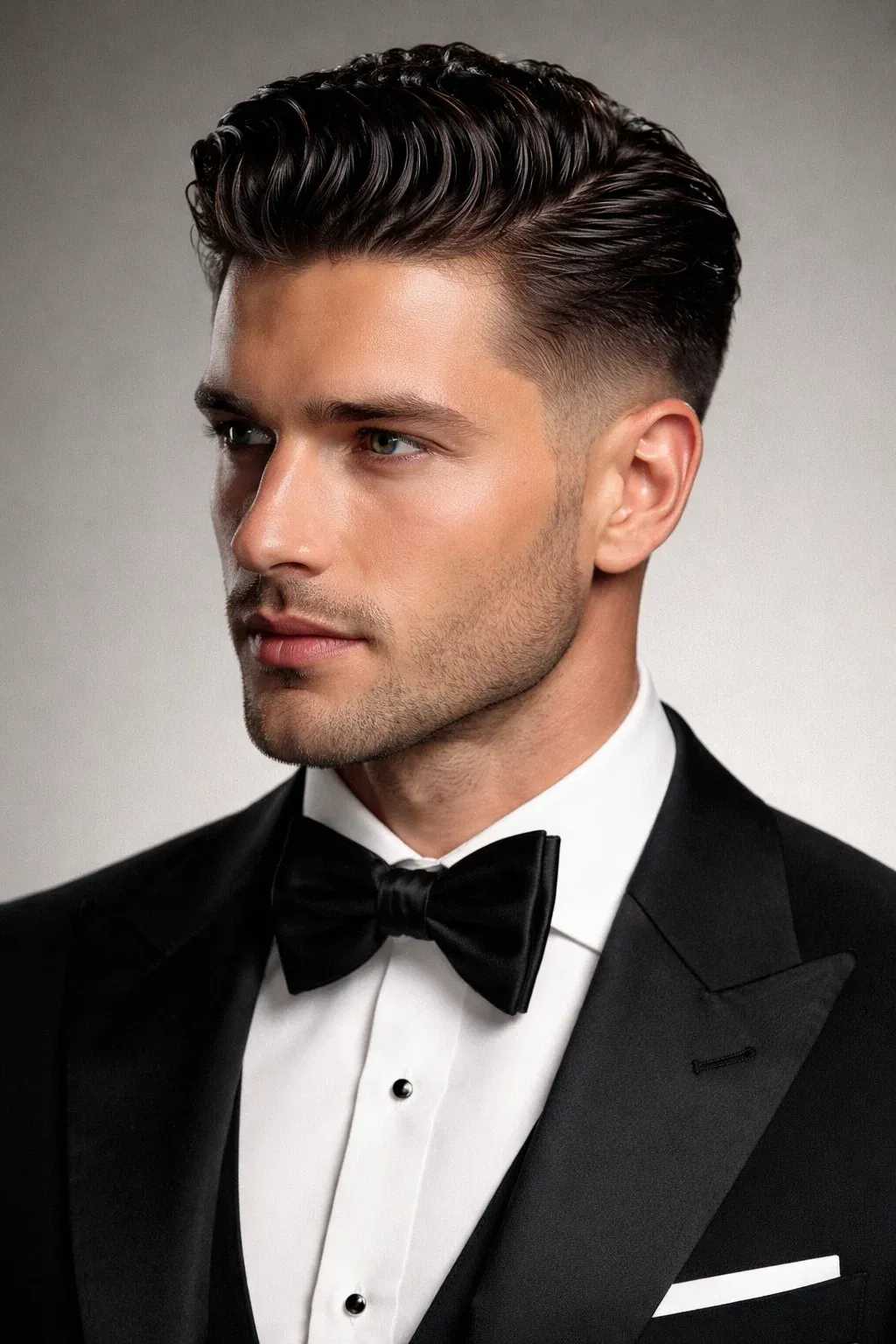 Mid Fade with Slicked Back Curls