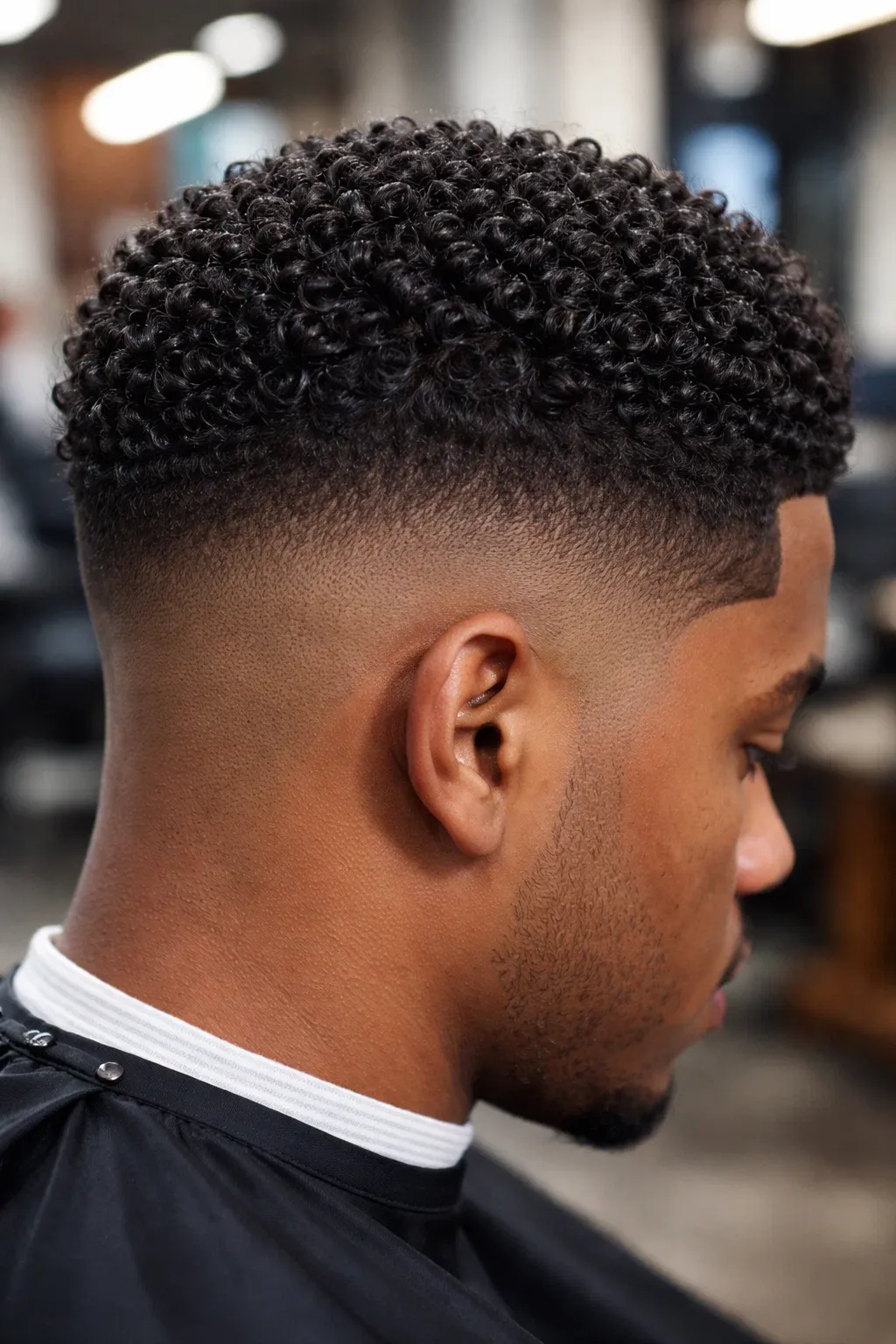 Mid Fade with Tight Defined Curls