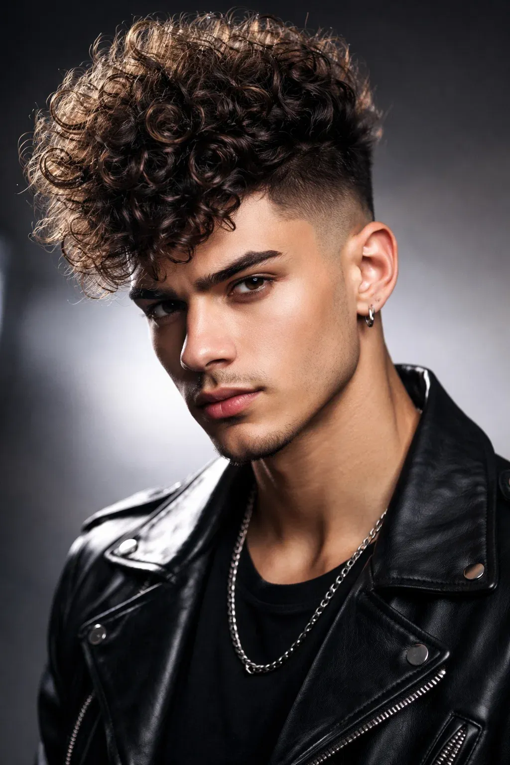 Mid Fade with Voluminous Curly Top