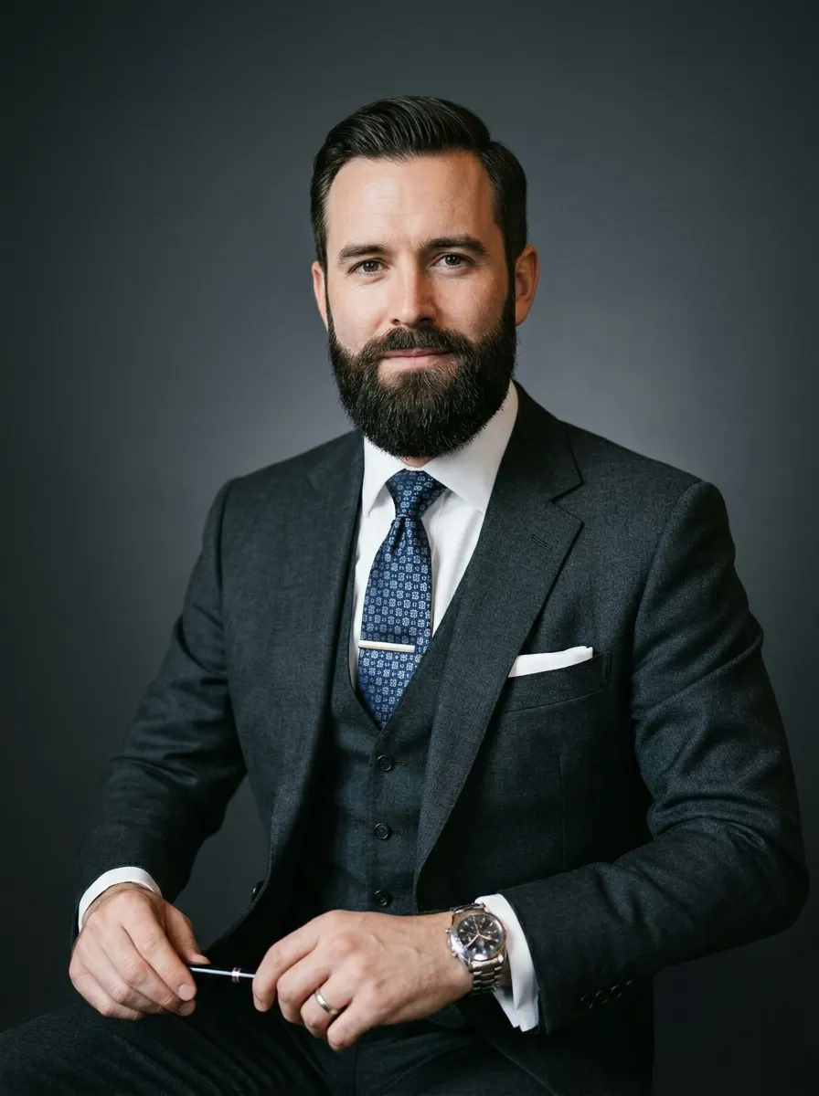 A polished and refined medium beard