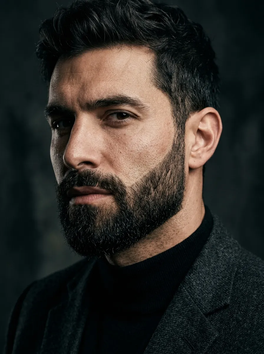 A precisely sculpted beard