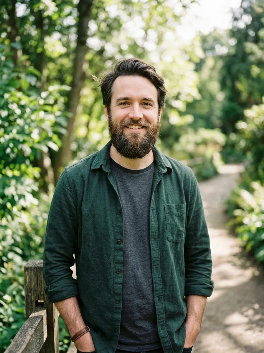 A relaxed natural medium beard