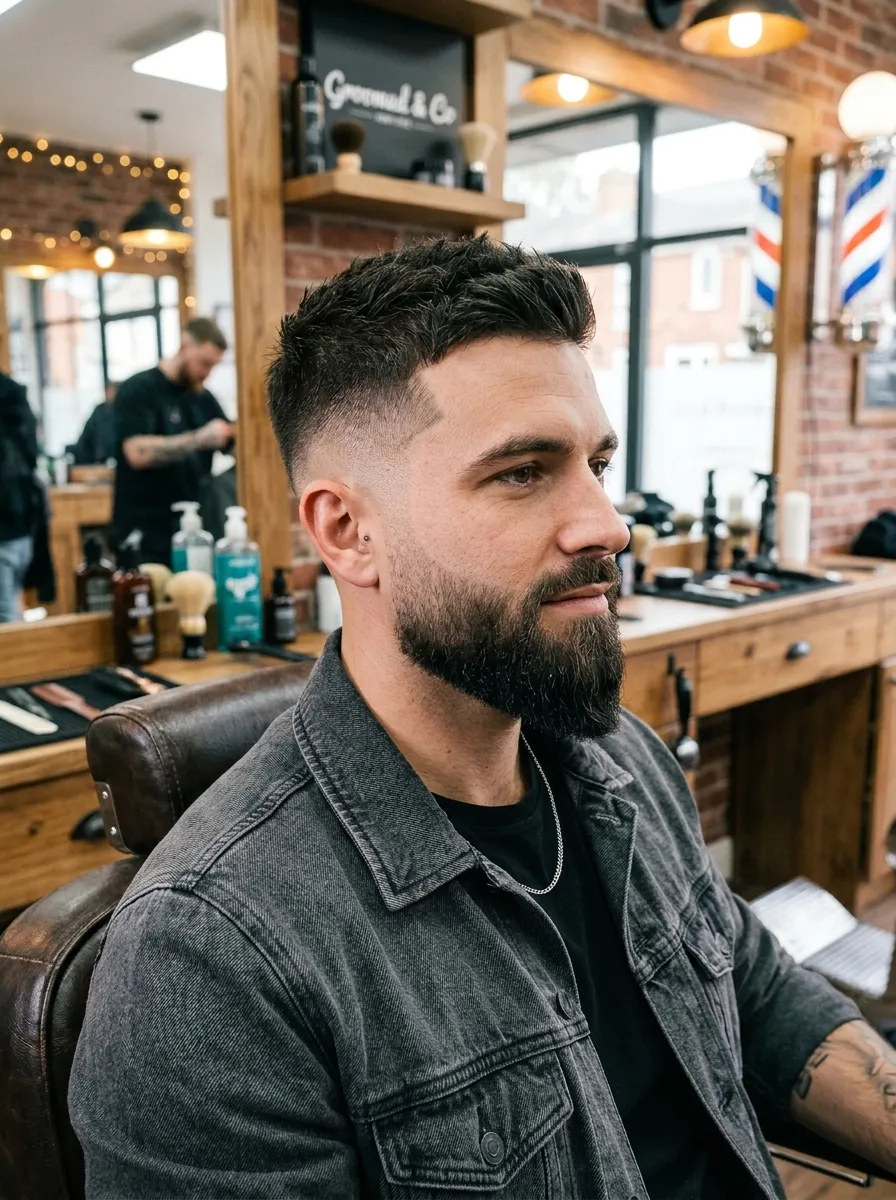 A stylish man with a faded ducktail beard