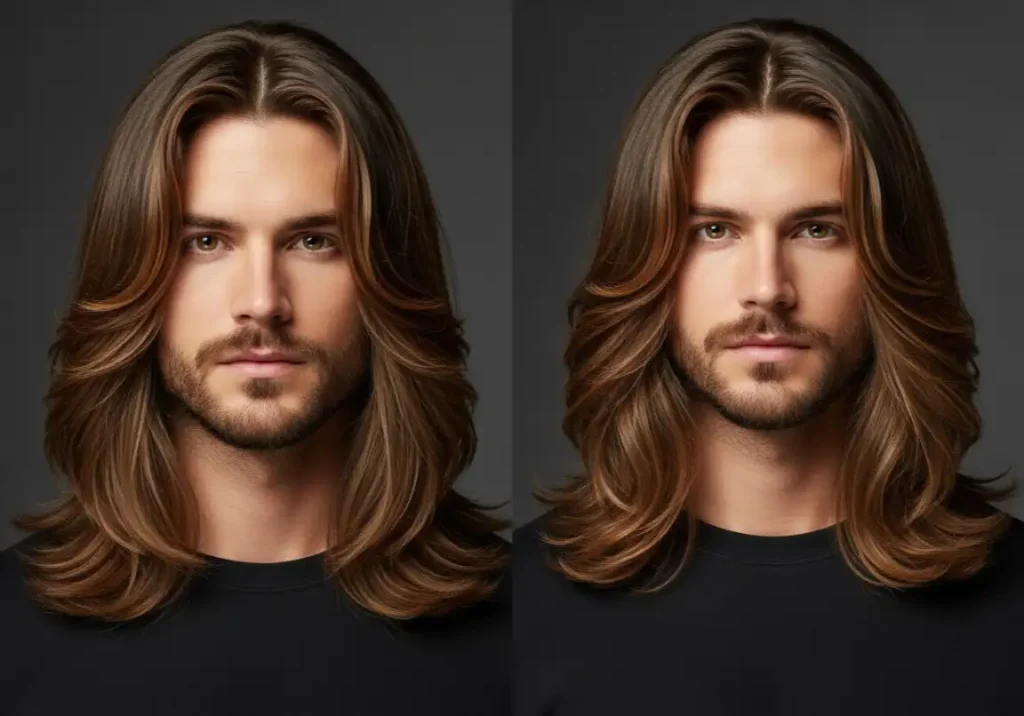10. Long Layered Middle Part Middle Part Hair Men