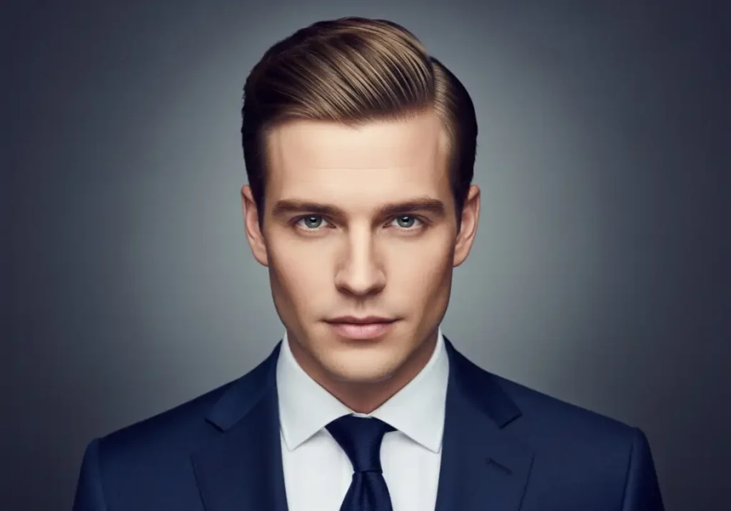 15. Middle Part Brush Back
Middle Part Hair Men