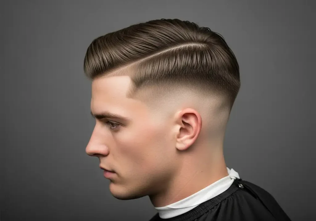 3. Middle Part with Fade
Middle Part Hair Men