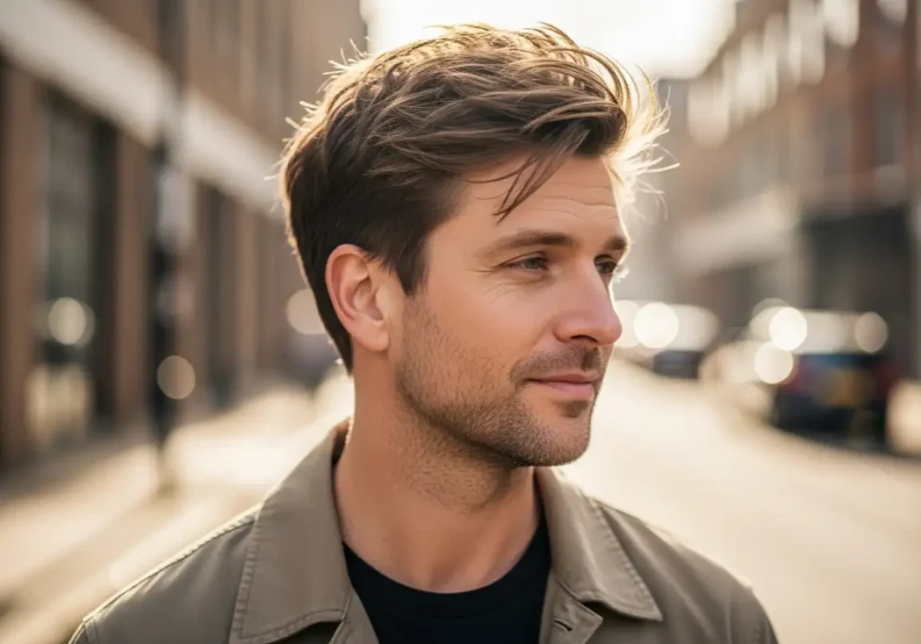 5. Textured Middle Part Flow
Middle Part Hair Men