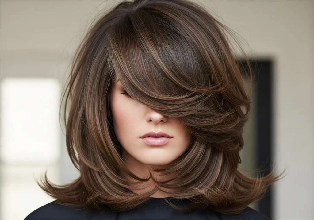 Long Layered Side Bangs for Maximum Volume