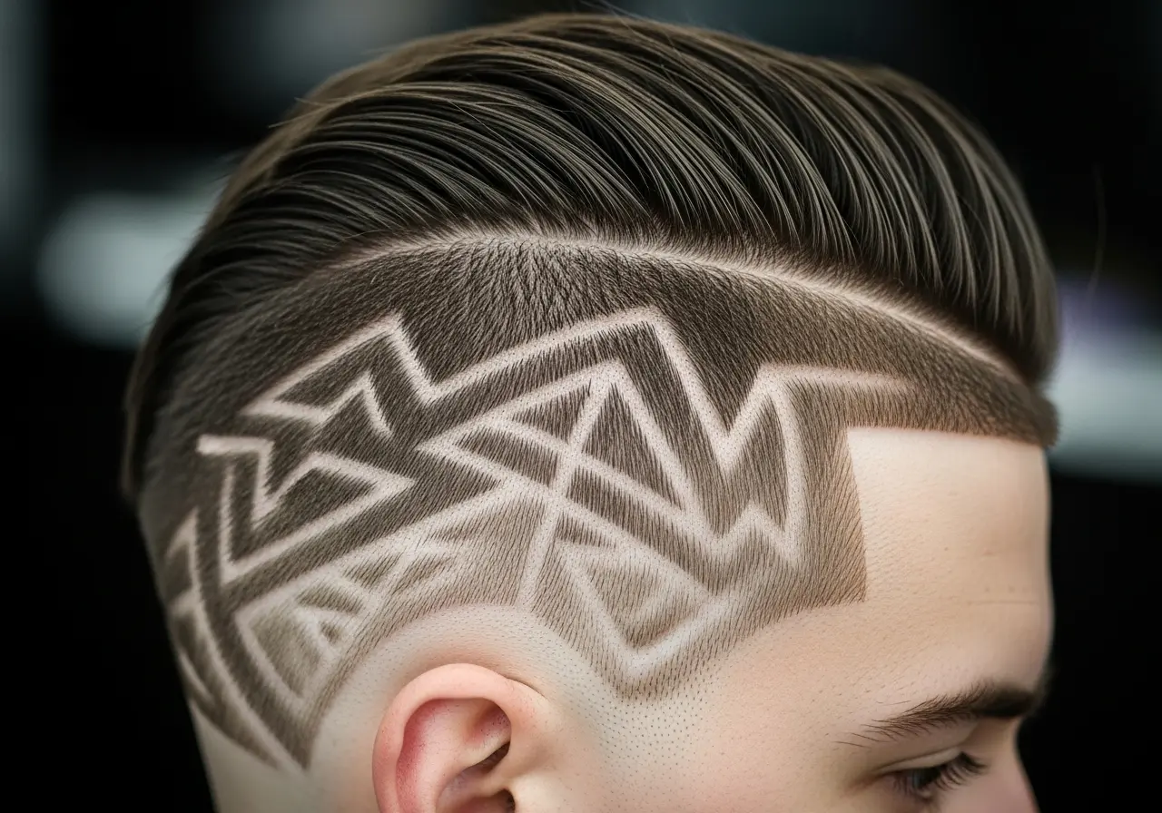 Side Part with Design Side Parted Hairstyles For Men