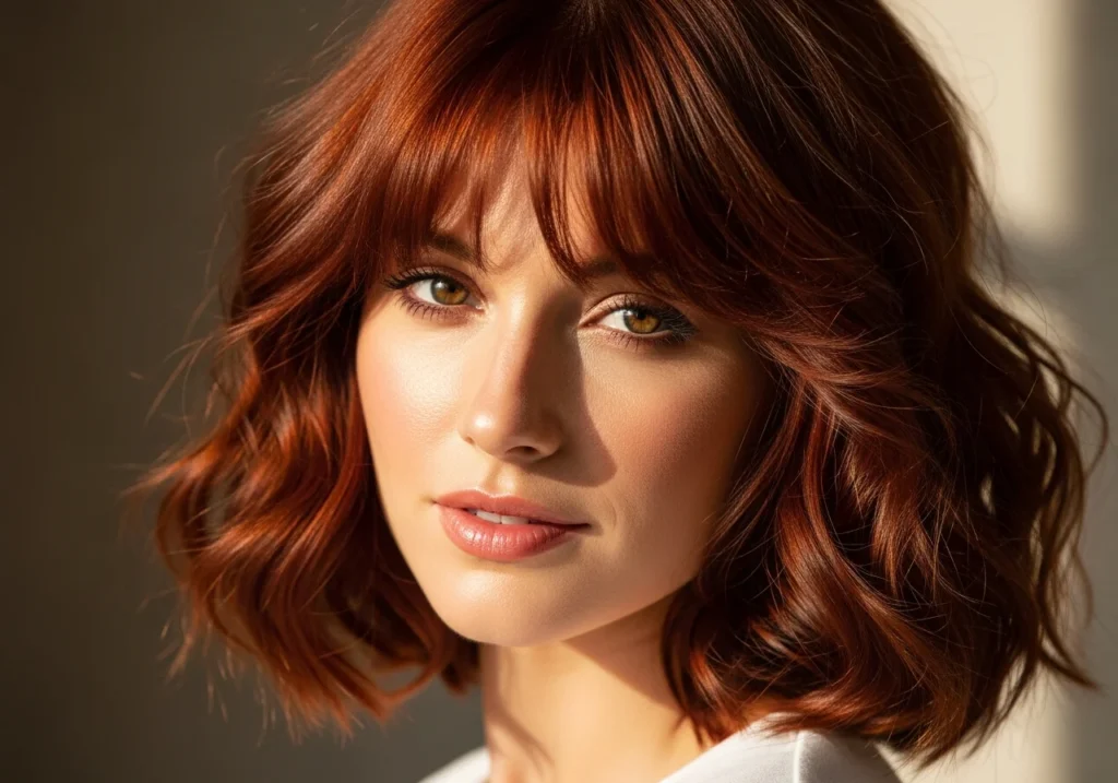 Curly Lob With Curtain Fringe