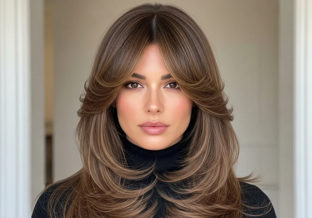 Curtain Bangs with Long Layers 