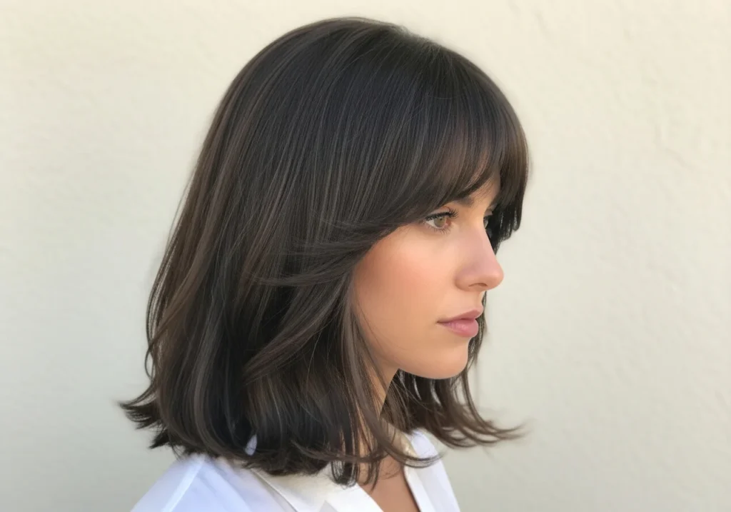 Layered Lob With Curtain Bangs