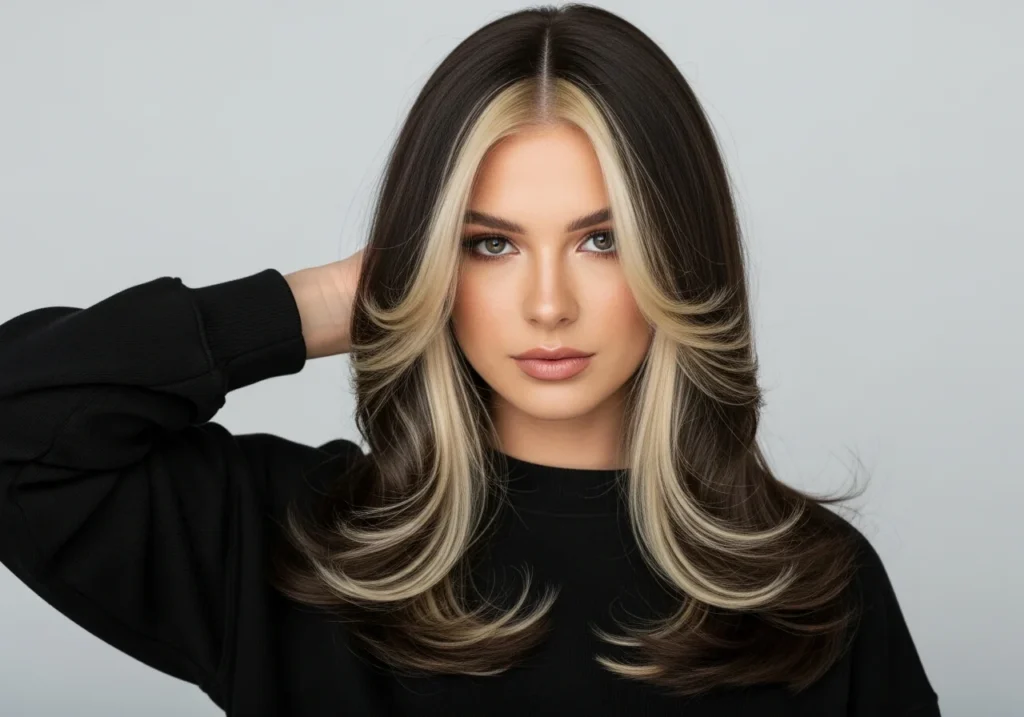 Long Butterfly Cut with Face-Framing Money Pieces Long Butterfly Cut with Face-Framing Money Pieces