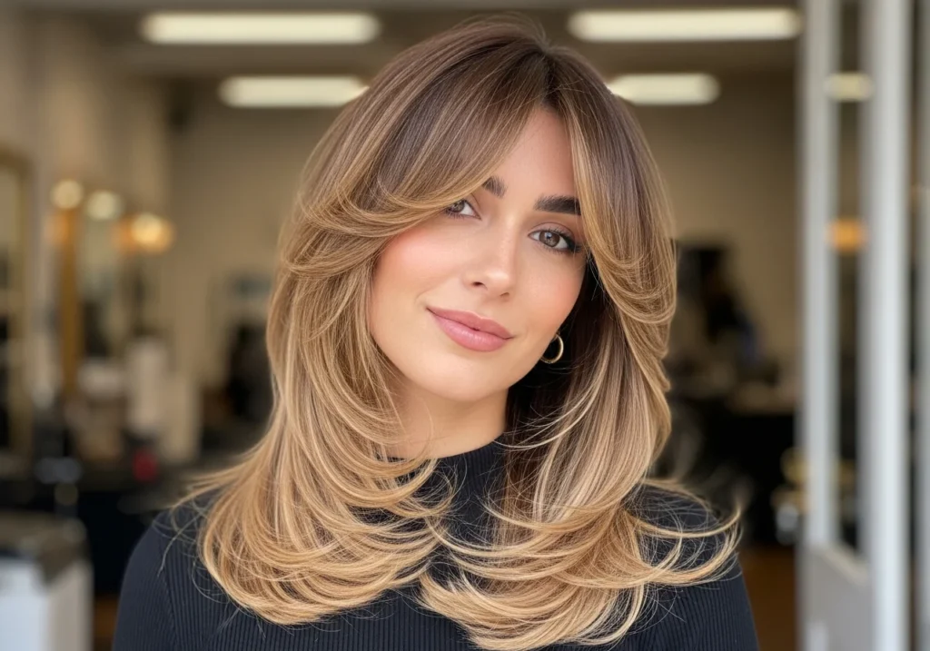 Long Layers with Curtain Bangs for Oval Faces Long Layers with Curtain Bangs for Oval Faces