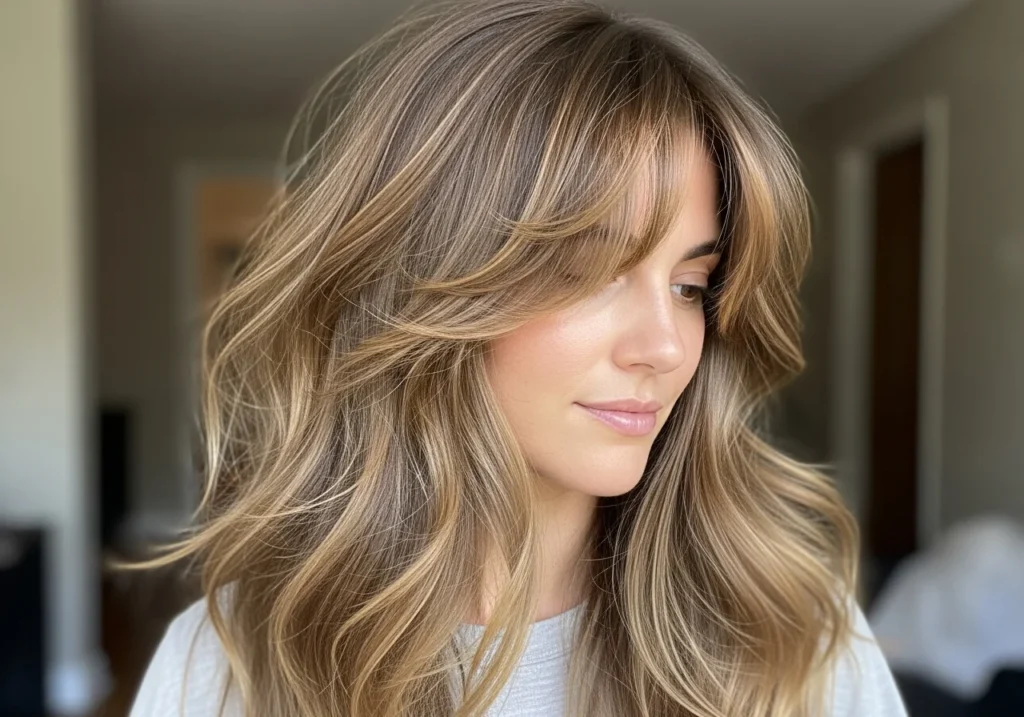 Low Maintenance Long Layers with Curtain Bangs Low Maintenance Long Layers with Curtain Bangs