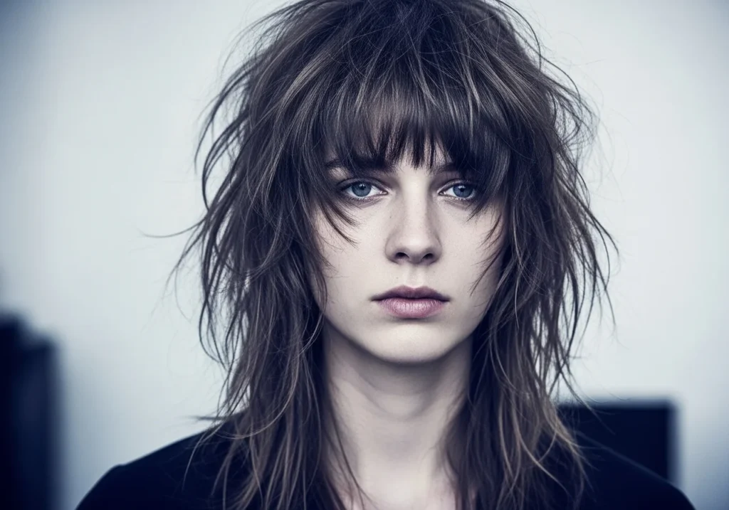 Textured Shag with Modern Curtain Bangs Textured Shag with Modern Curtain Bangs