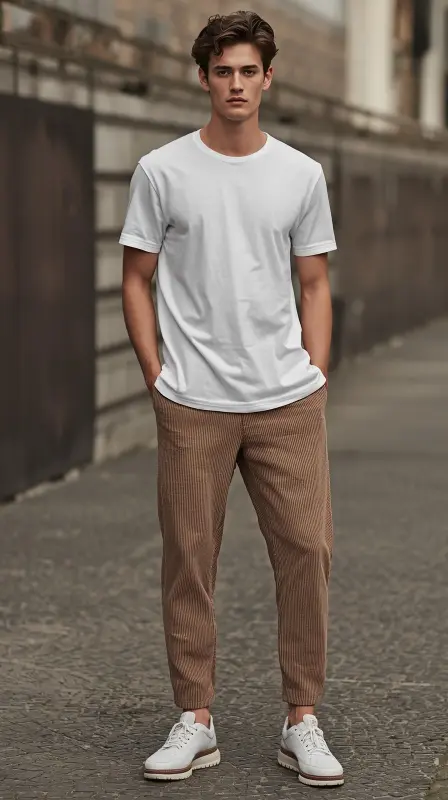Corduroy Pants With White T Shirt