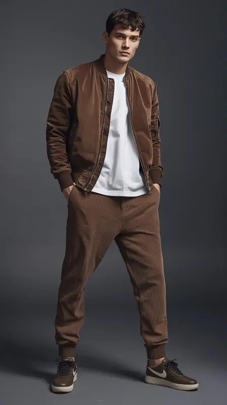 Corduroy Pants With Bomber Jacket