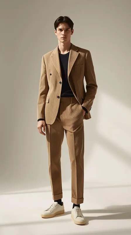 Corduroy Pants With Minimalist Jacket
