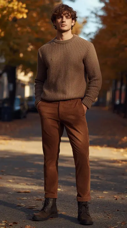 Corduroy Pants With Knit Sweater