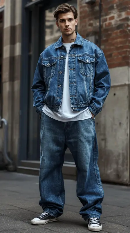 Baggy Jeans With Denim Jacket