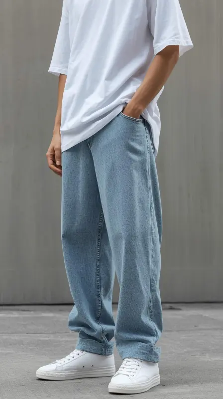 Baggy Jeans With Plain White T Shirt